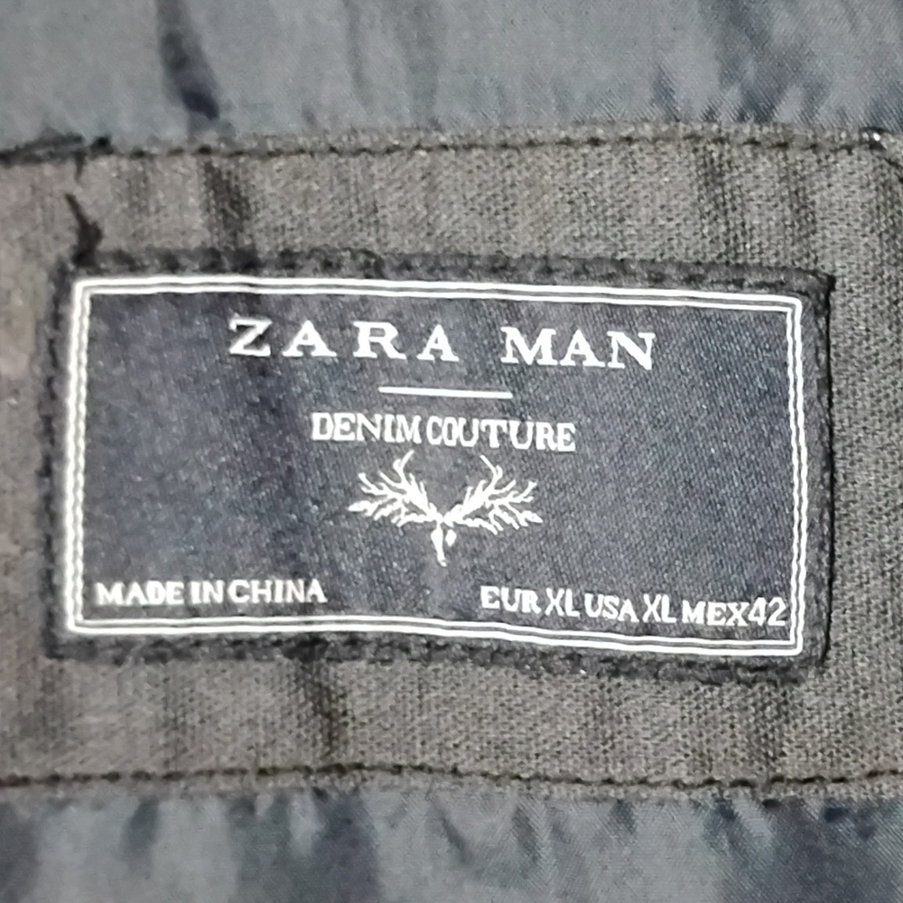ZARA Men's Denim Couture  Jacket with Leather Sleeves Size XL - Picture 9 of 12